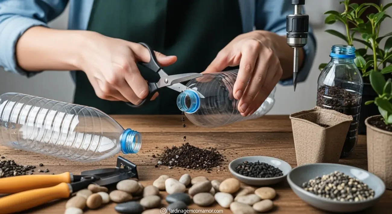 Materiais necessários e preparação das garrafas